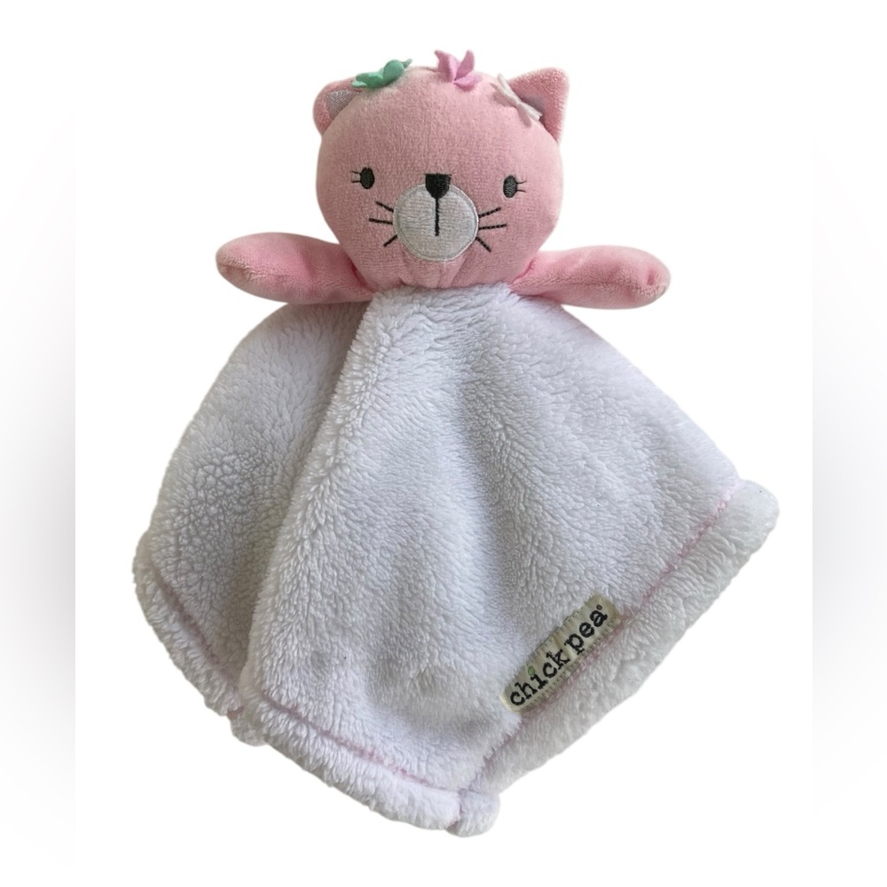 Chick Pea Kitty Cat 13" Lovey Security Blanket Pink White 2017